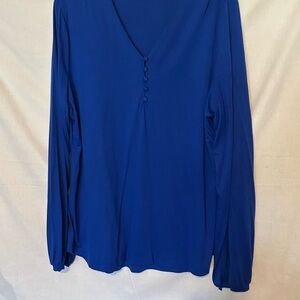 Liz Claiborne Royal Blue V-Neck Long Sleeve Top
